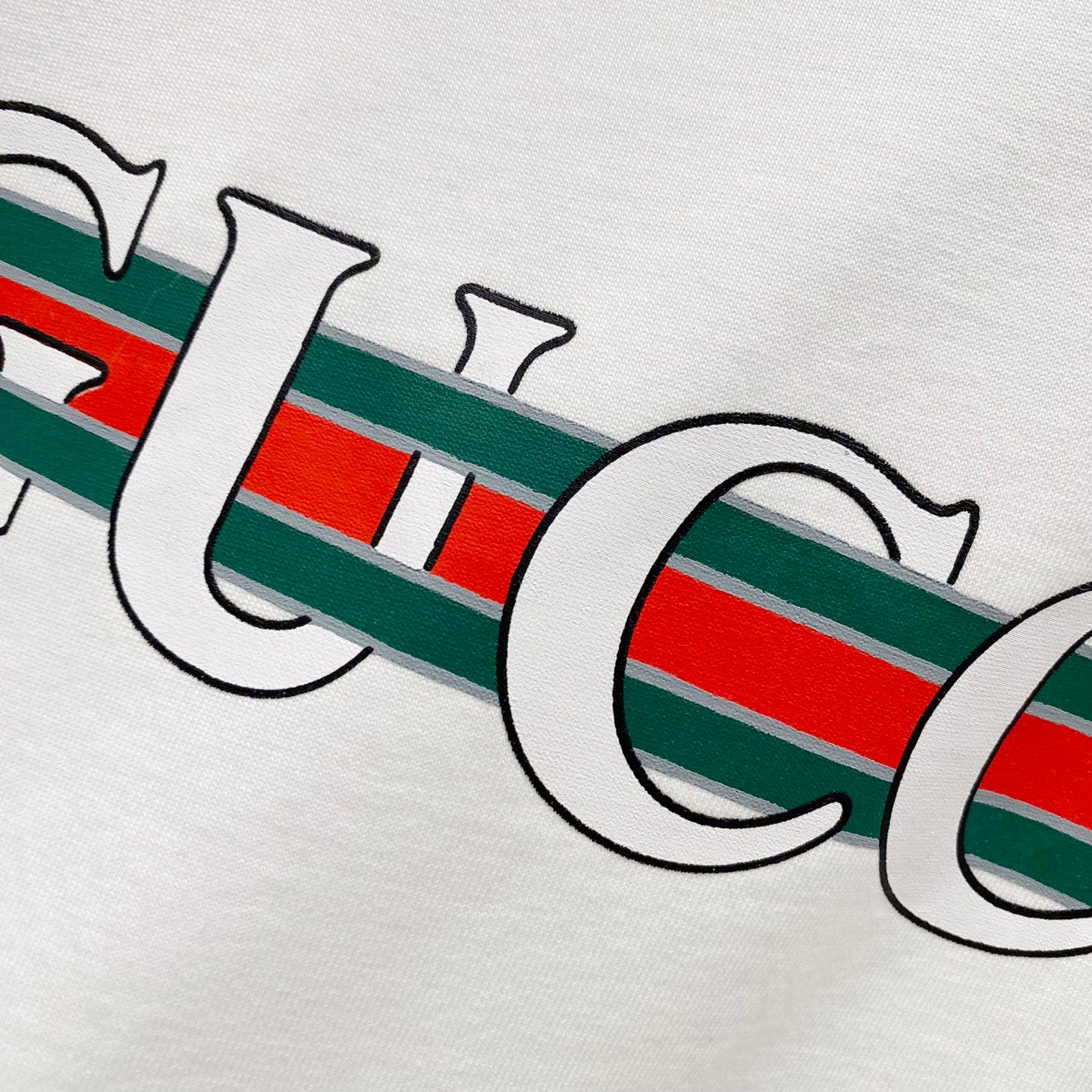GUCCI Web Stripe Logo Print Crewneck T-Shirt – Unisex Premium Cotton in Black/White, S–XL