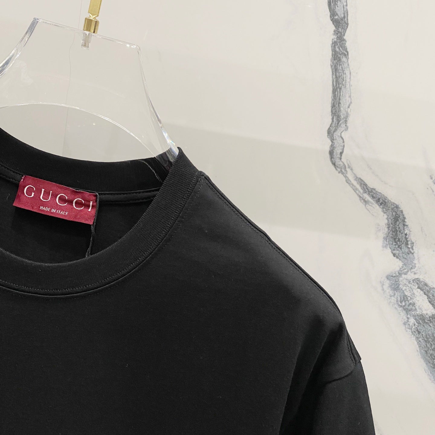 GUCCI Musical Note Signature Logo Print Crewneck T-Shirt – Unisex Premium Cotton in Black/White, S–XL