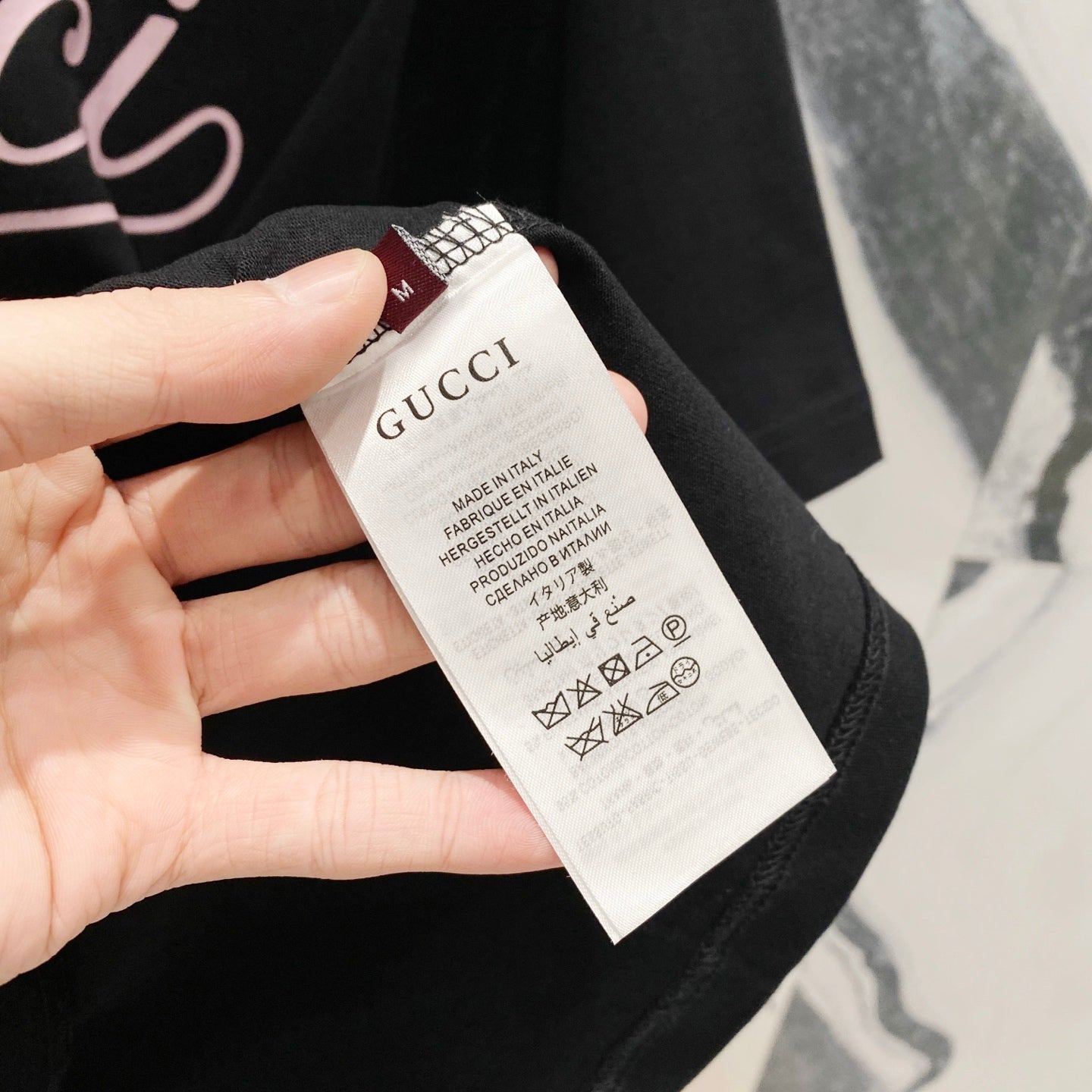 GUCCI Musical Note Signature Logo Print Crewneck T-Shirt – Unisex Premium Cotton in Black/White, S–XL