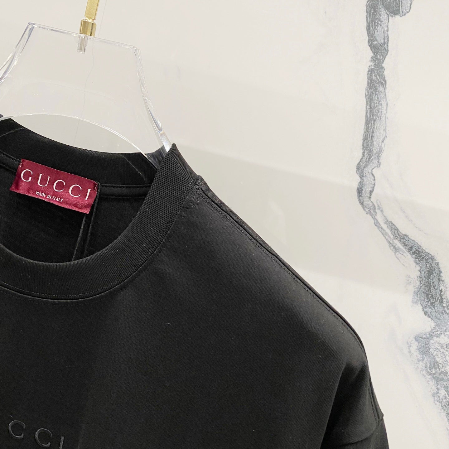 GUCCI Mini Logo Embroidered Crewneck T-Shirt – Unisex 320g Premium Cotton in Black/White, S–XL