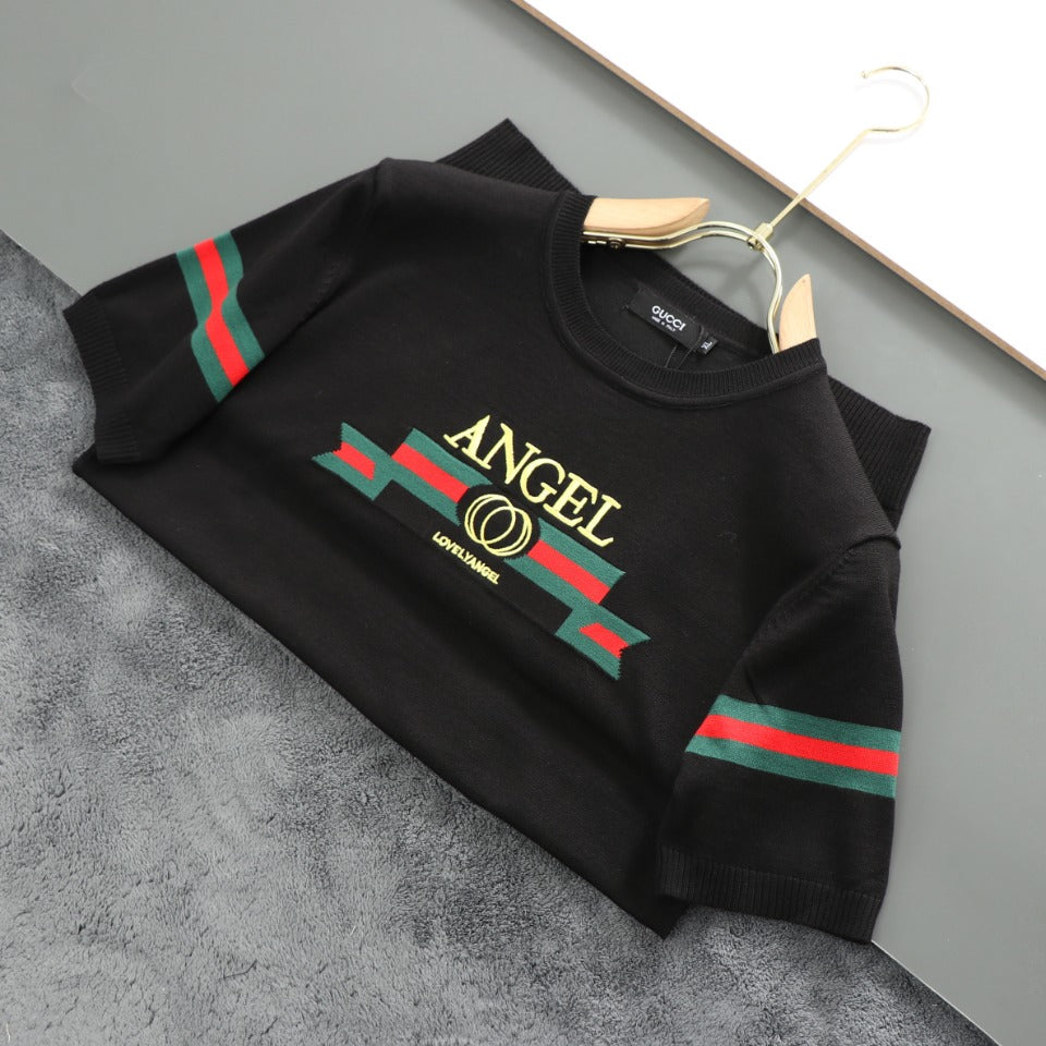 GUCCI Early Autumn Polo Collar Knit T-Shirt – Men’s Premium Wool & Tencel Blend, M–5XL