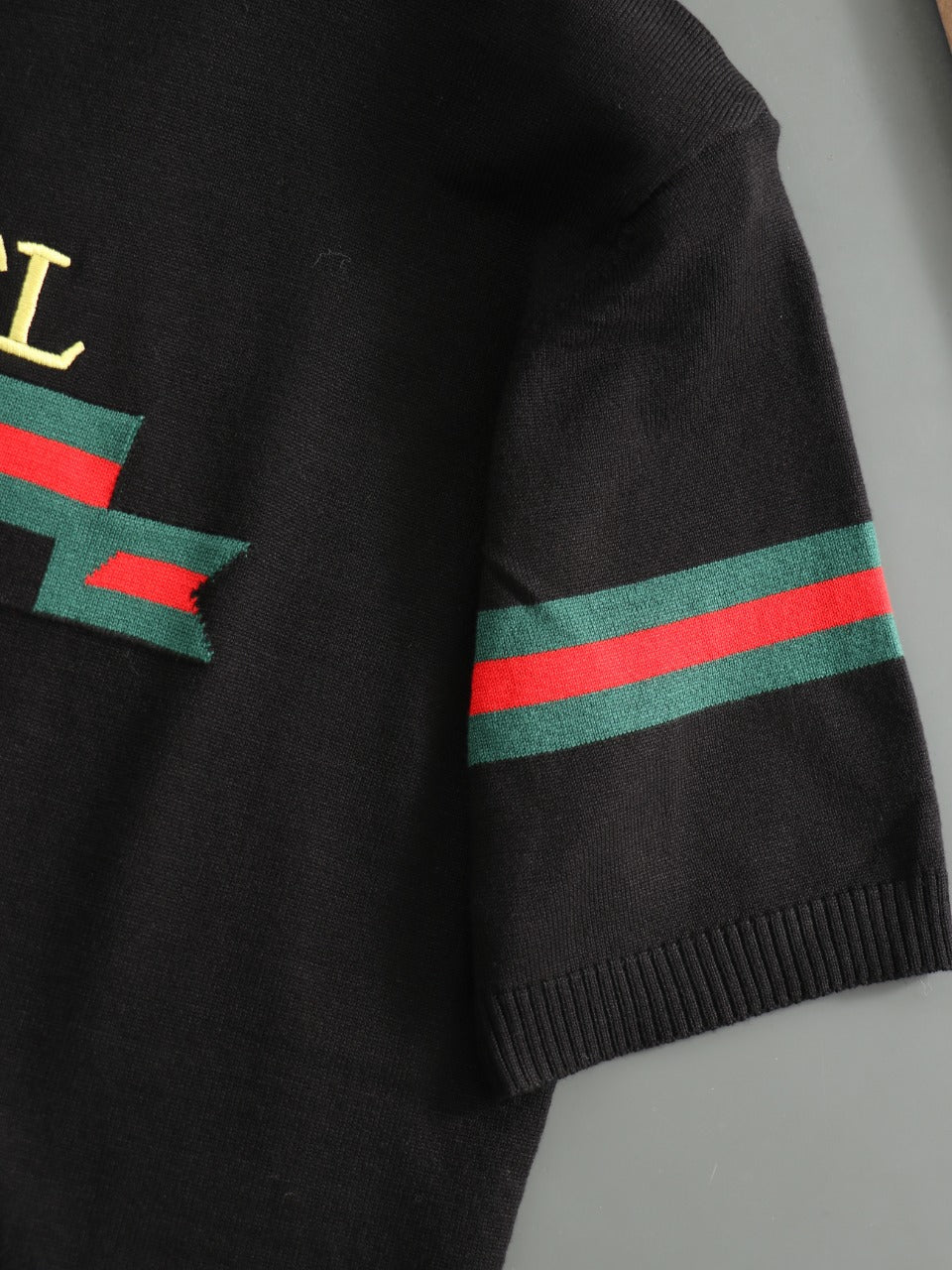 GUCCI Early Autumn Polo Collar Knit T-Shirt – Men’s Premium Wool & Tencel Blend, M–5XL