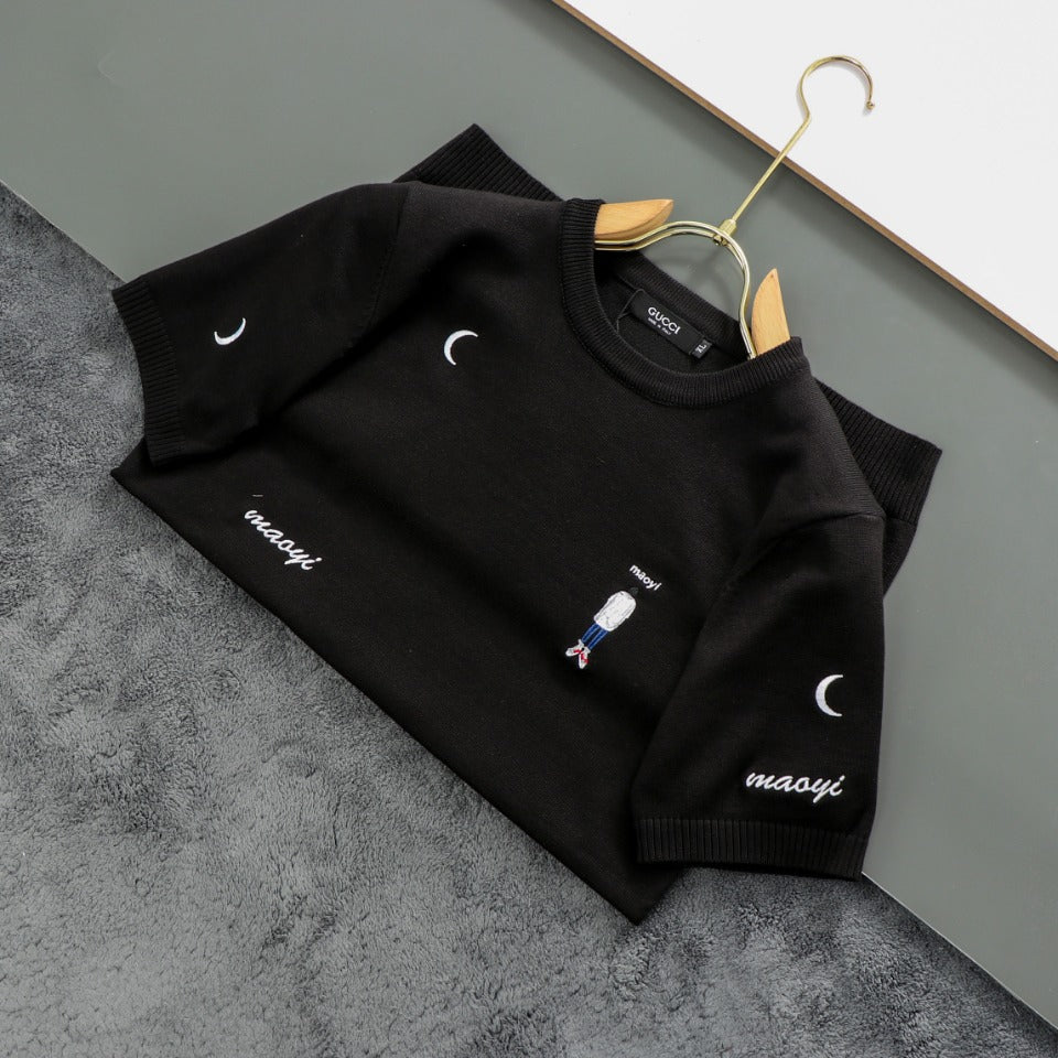 GUCCI Early Autumn Polo Collar Knit T-Shirt – Men’s Premium Wool & Tencel Blend, M–4XL