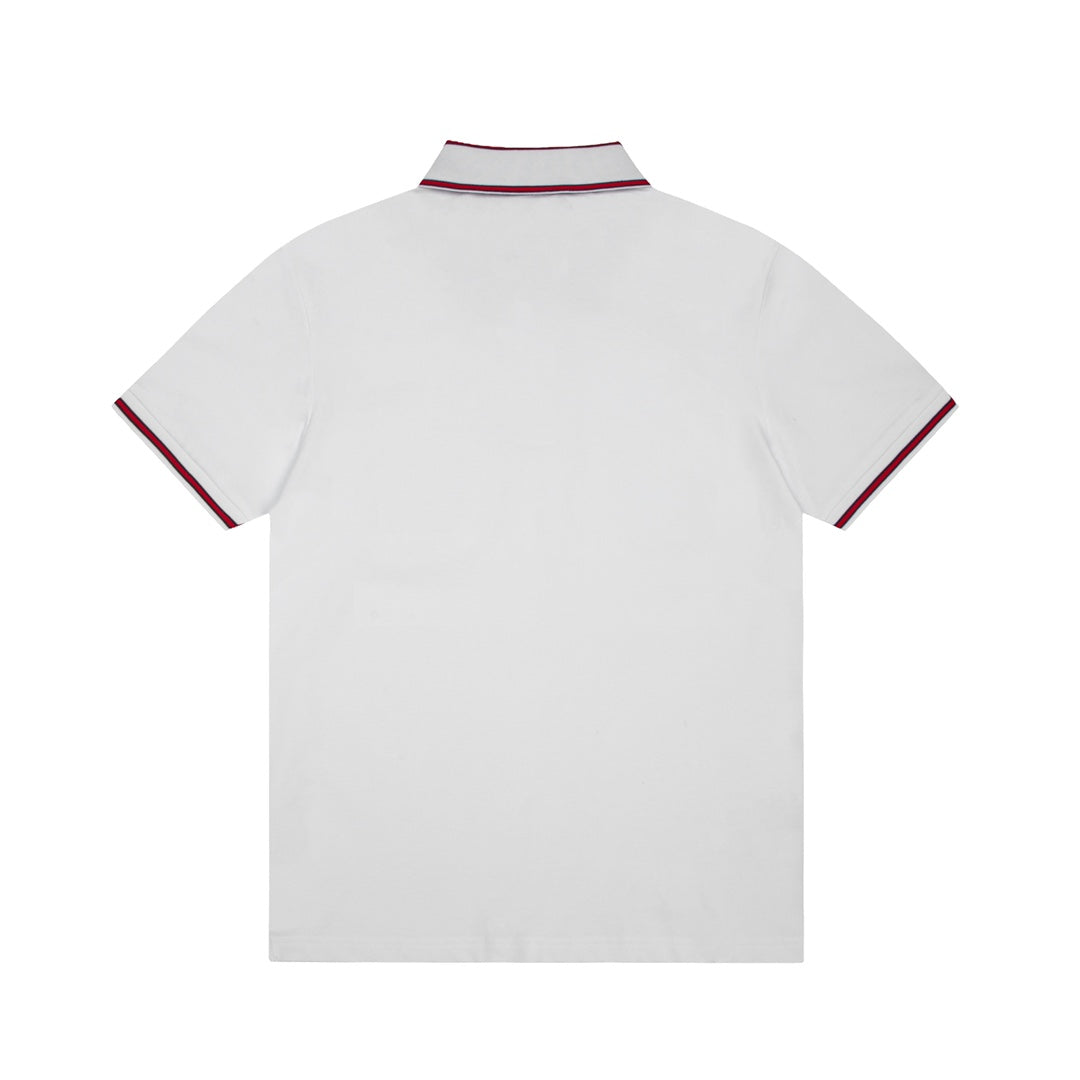 GUCCI 2024 Spring/Summer Contrast-Panel Polo Shirt – Men’s Premium Cotton, White, M–3XL