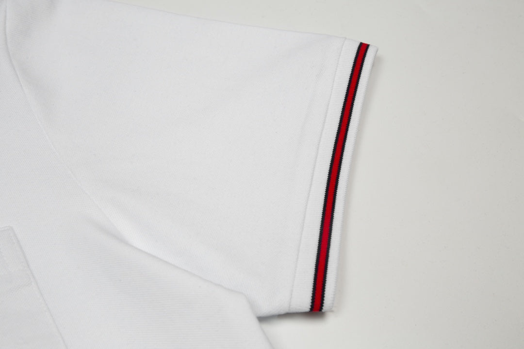 GUCCI 2024 Spring/Summer Contrast-Panel Polo Shirt – Men’s Premium Cotton, White, M–3XL