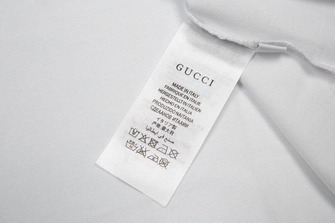 GUCCI 2024 Spring/Summer Contrast-Panel Polo Shirt – Men’s Premium Cotton, White, M–3XL