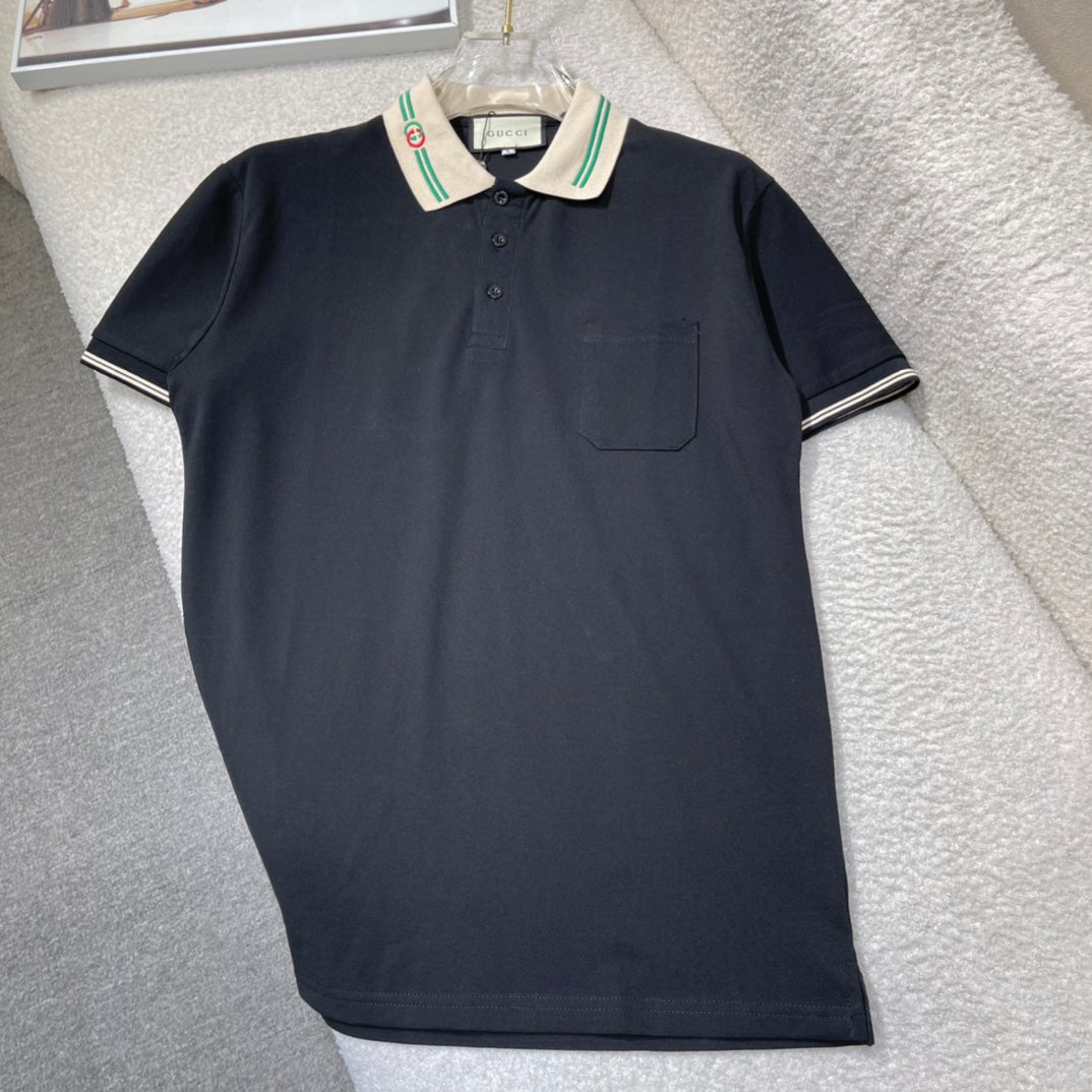 GUCCI 2024 Spring/Summer Men’s Polo Shirt – Piqué Cotton Classic, M–2XL