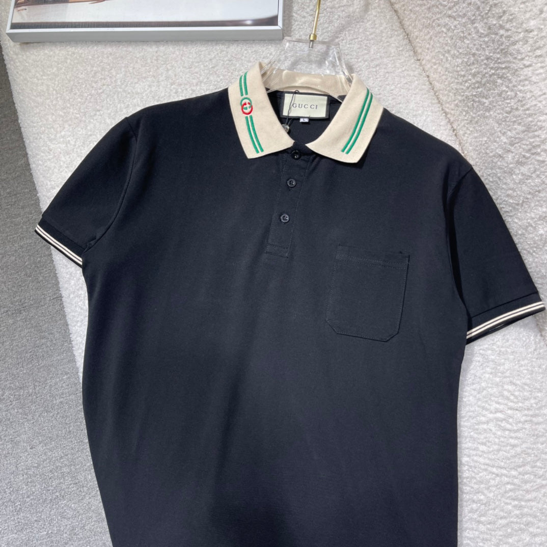 GUCCI 2024 Spring/Summer Men’s Polo Shirt – Piqué Cotton Classic, M–2XL