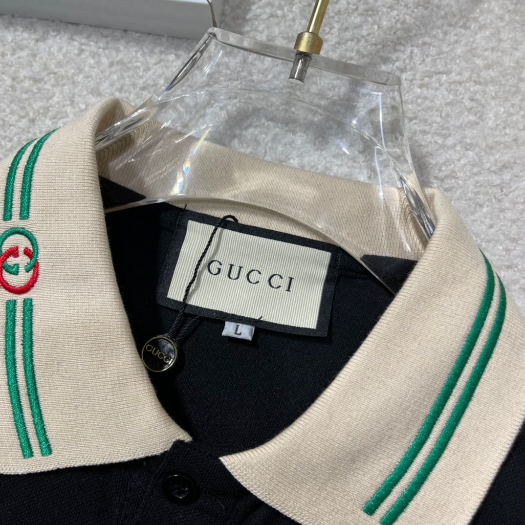 GUCCI 2024 Spring/Summer Men’s Polo Shirt – Piqué Cotton Classic, M–2XL