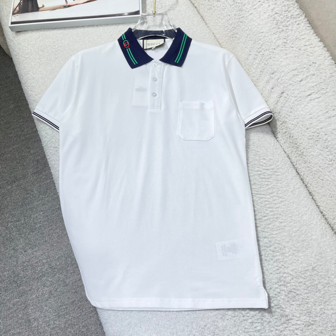 GUCCI 2024 Spring/Summer Men’s Polo Shirt – Piqué Cotton Classic, M–2XL