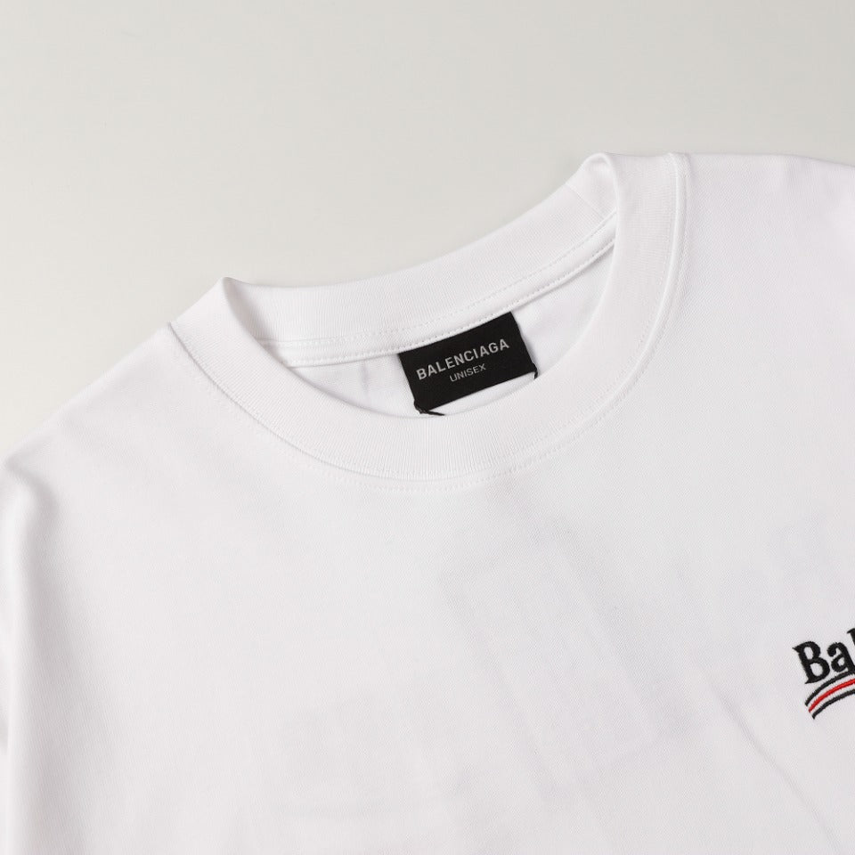 BALENCIAGA 2024 SS “Coca Wave” Embroidered T-Shirt – 350g Double-Yarn Cotton, XS–L (Black/White)