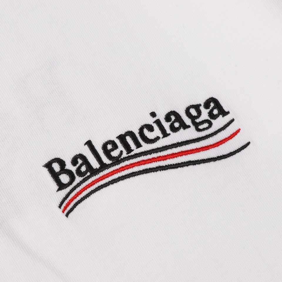 BALENCIAGA 2024 SS “Coca Wave” Embroidered T-Shirt – 350g Double-Yarn Cotton, XS–L (Black/White)