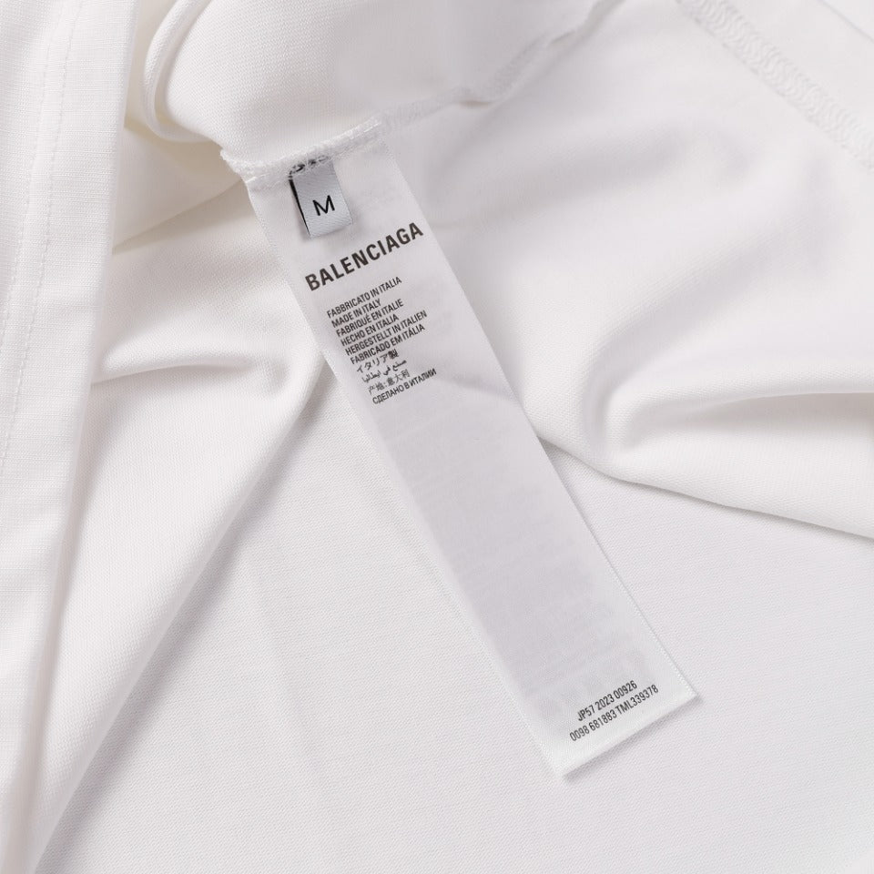 BALENCIAGA 2024 SS “Coca Wave” Embroidered T-Shirt – 350g Double-Yarn Cotton, XS–L (Black/White)