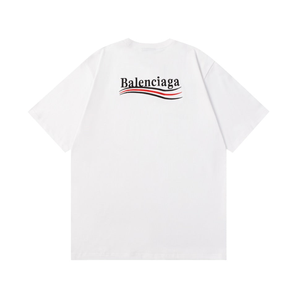 BALENCIAGA 2024 SS “Coca Wave” Embroidered T-Shirt – 350g Double-Yarn Cotton, XS–L (Black/White)