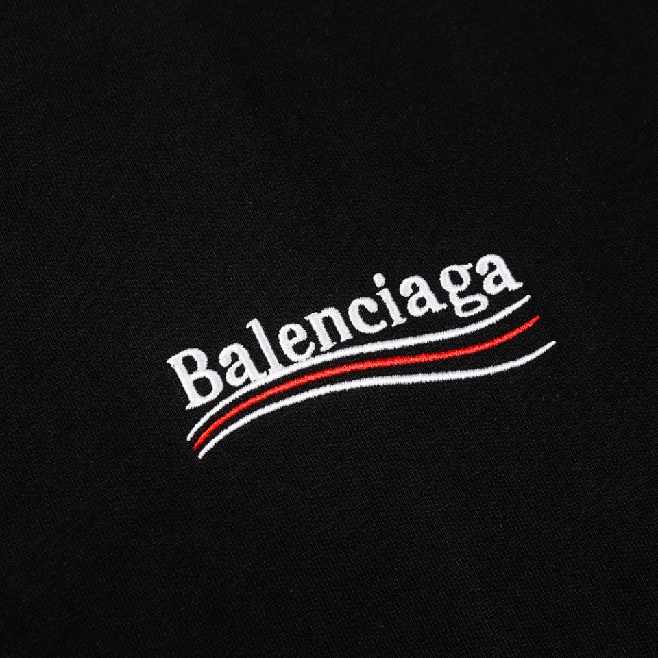 BALENCIAGA 2024 SS “Coca Wave” Embroidered T-Shirt – 350g Custom Double-Yarn Cotton (Black/White, XS–L)