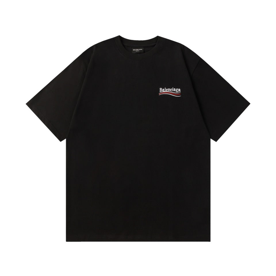 BALENCIAGA 2024 SS “Coca Wave” Embroidered T-Shirt – 350g Custom Double-Yarn Cotton (Black/White, XS–L)