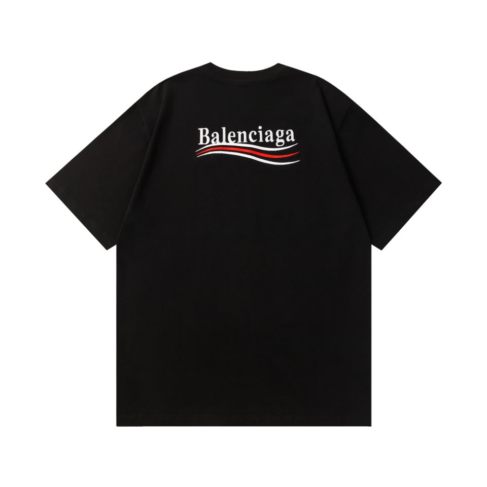 BALENCIAGA 2024 SS “Coca Wave” Embroidered T-Shirt – 350g Custom Double-Yarn Cotton (Black/White, XS–L)
