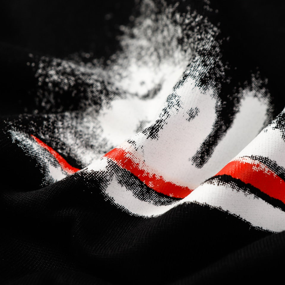 BALENCIAGA 2024 SS “Blurred Cola” Splatter Logo T-Shirt – 350g Custom Double-Yarn Cotton (Black/White, Unisex)