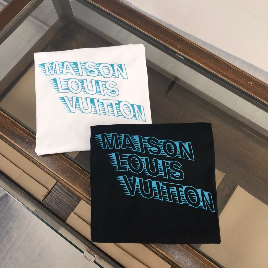 LV 25SS Heart Letter Logo T-Shirt – Premium 32-Count Combed Cotton, 260g Soft Fabric, Unisex Streetwear, M-3XL