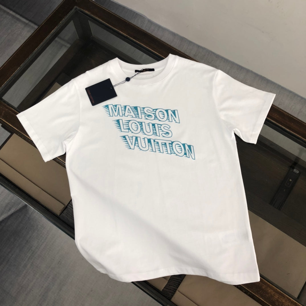 LV 25SS Heart Letter Logo T-Shirt – Premium 32-Count Combed Cotton, 260g Soft Fabric, Unisex Streetwear, M-3XL