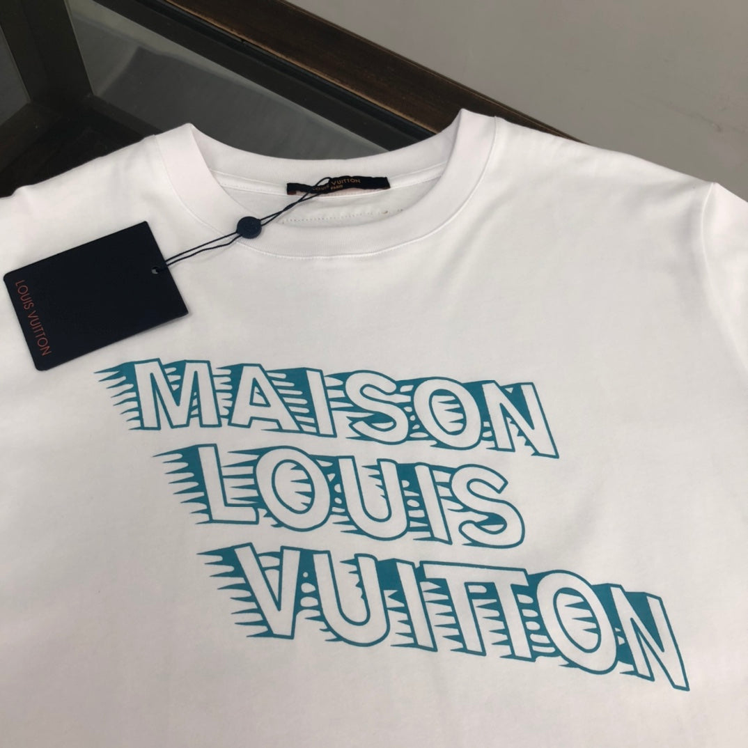 LV 25SS Heart Letter Logo T-Shirt – Premium 32-Count Combed Cotton, 260g Soft Fabric, Unisex Streetwear, M-3XL