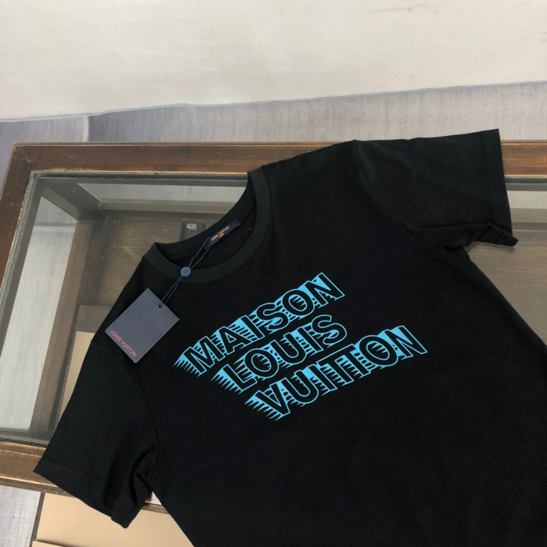 LV 25SS Heart Letter Logo T-Shirt – Premium 32-Count Combed Cotton, 280g Ultra-Soft Fabric, Unisex Streetwear, M-3XL