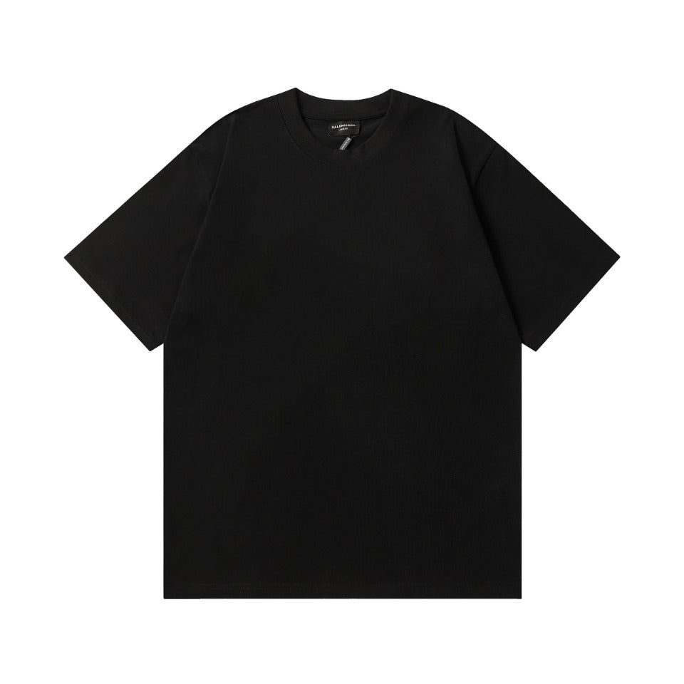 BALENCIAGA 2024 SS Floral Paris Rhinestone Logo T-Shirt – 350g Premium Cotton (Black/White, XS–L)