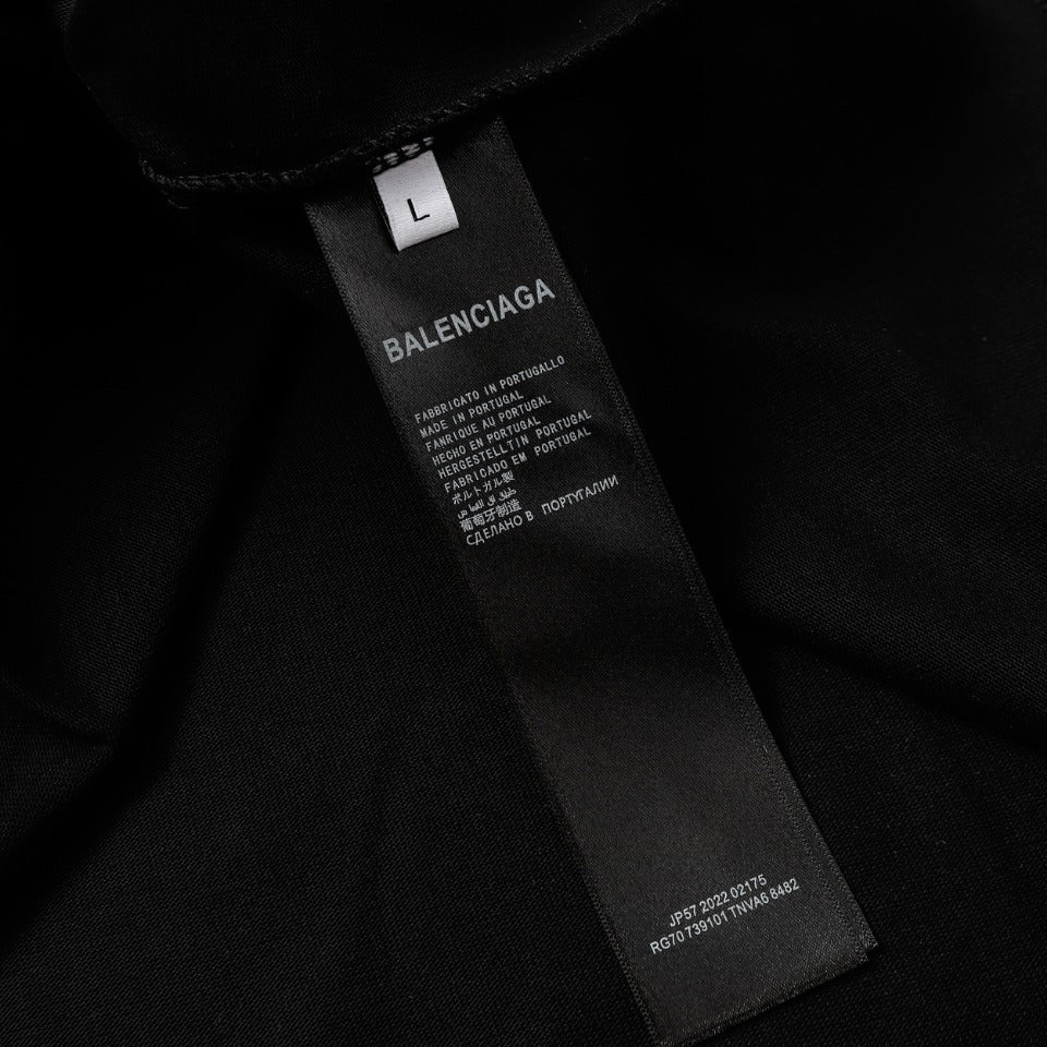 BALENCIAGA 2024 SS Floral Paris Rhinestone Logo T-Shirt – 350g Premium Cotton (Black/White, XS–L)