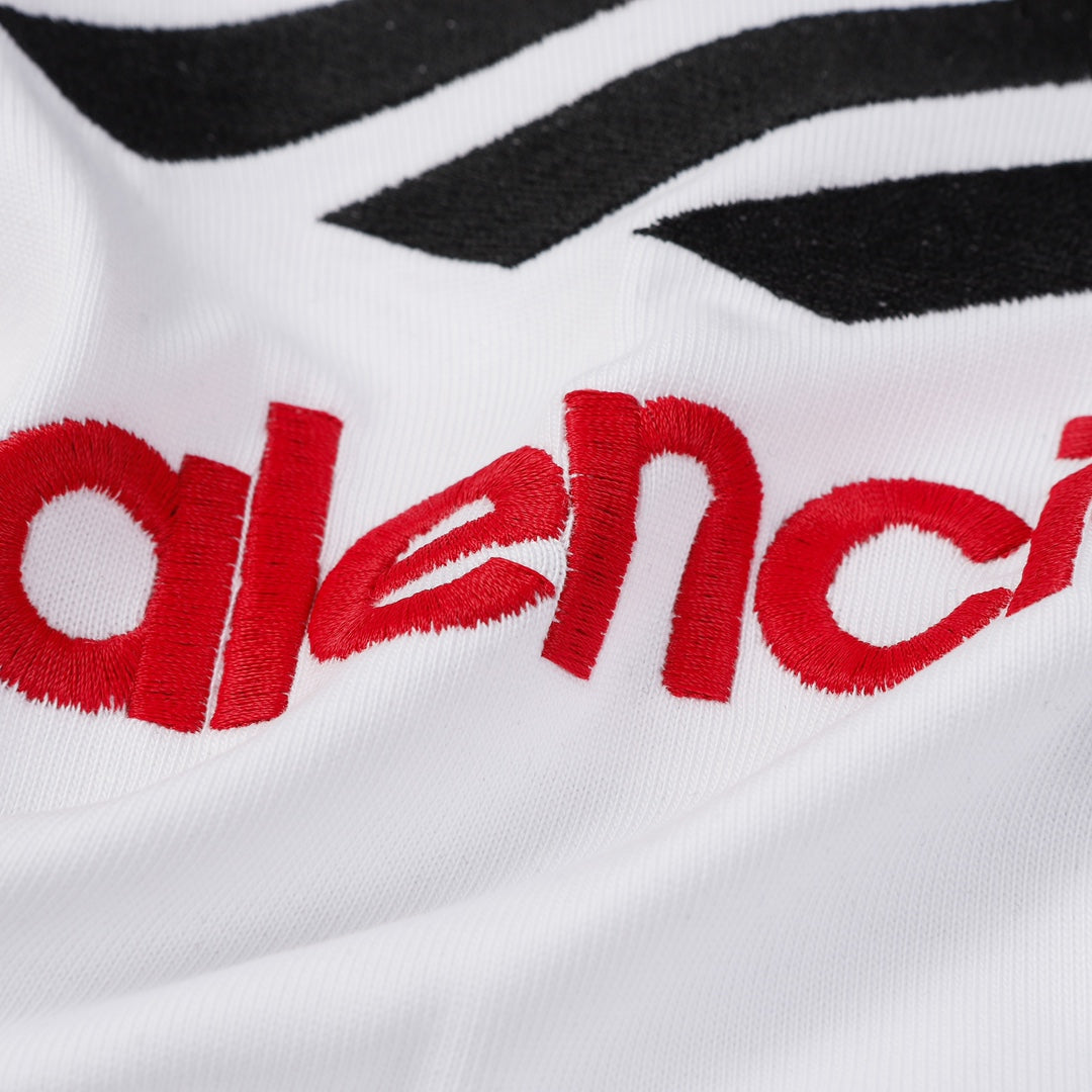 BALENCIAGA 2023 Embroidered Logo Oversized T-Shirt – 350g Premium Cotton (Black/White, XS–L)