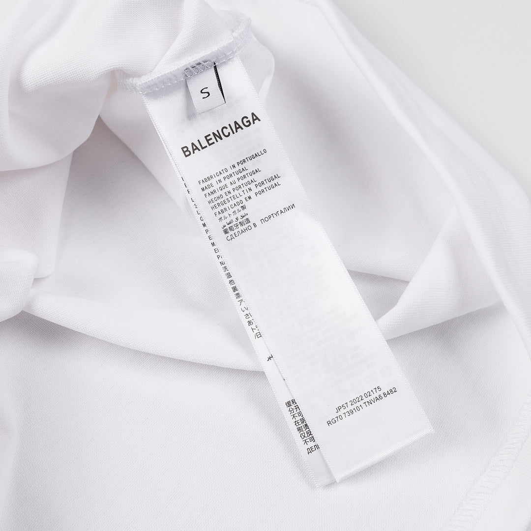 BALENCIAGA 2023 Embroidered Logo Oversized T-Shirt – 350g Premium Cotton (Black/White, XS–L)