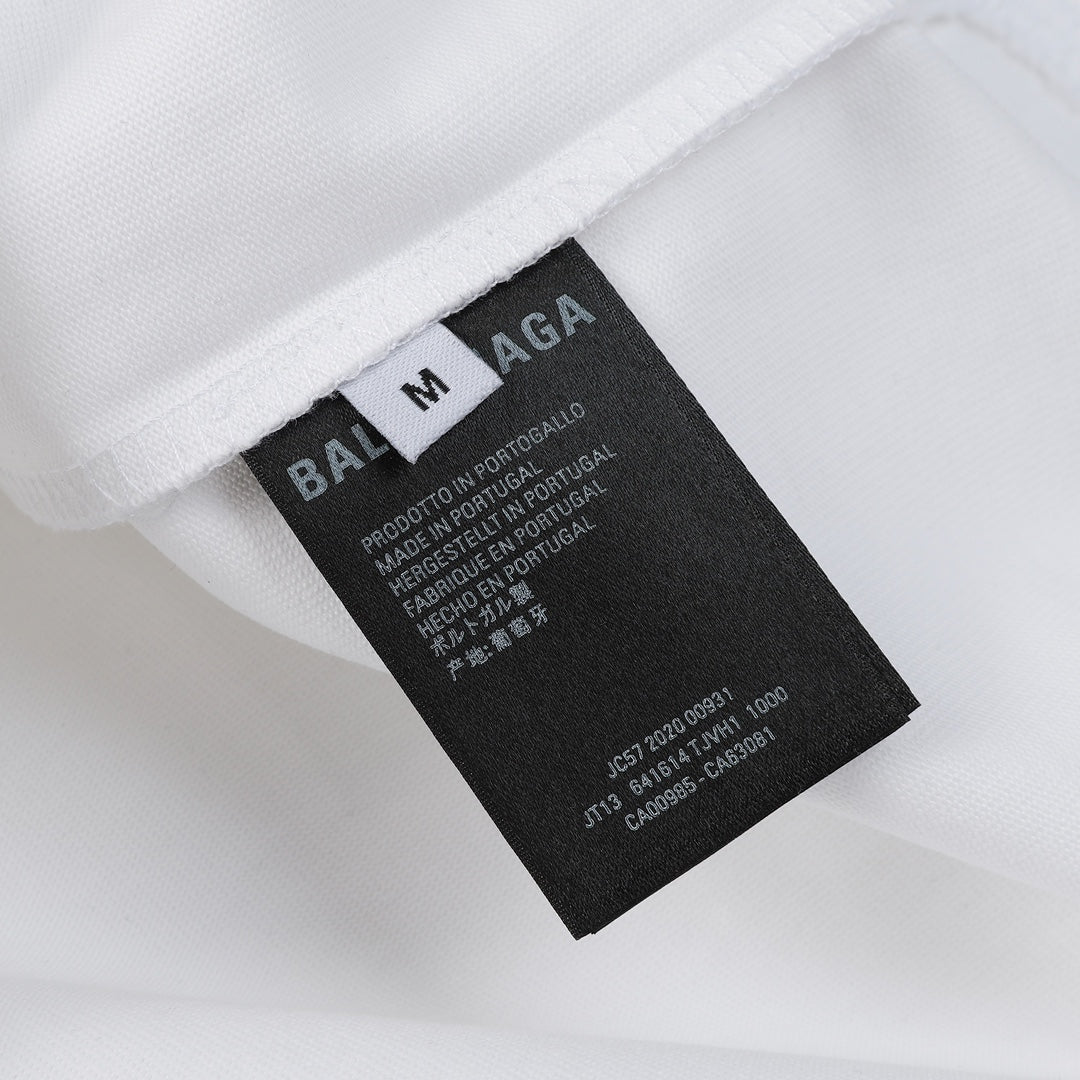 BALENCIAGA 23SS Graffiti Print Distressed T-Shirt – 350g Premium Cotton (Black/White, XS–L)