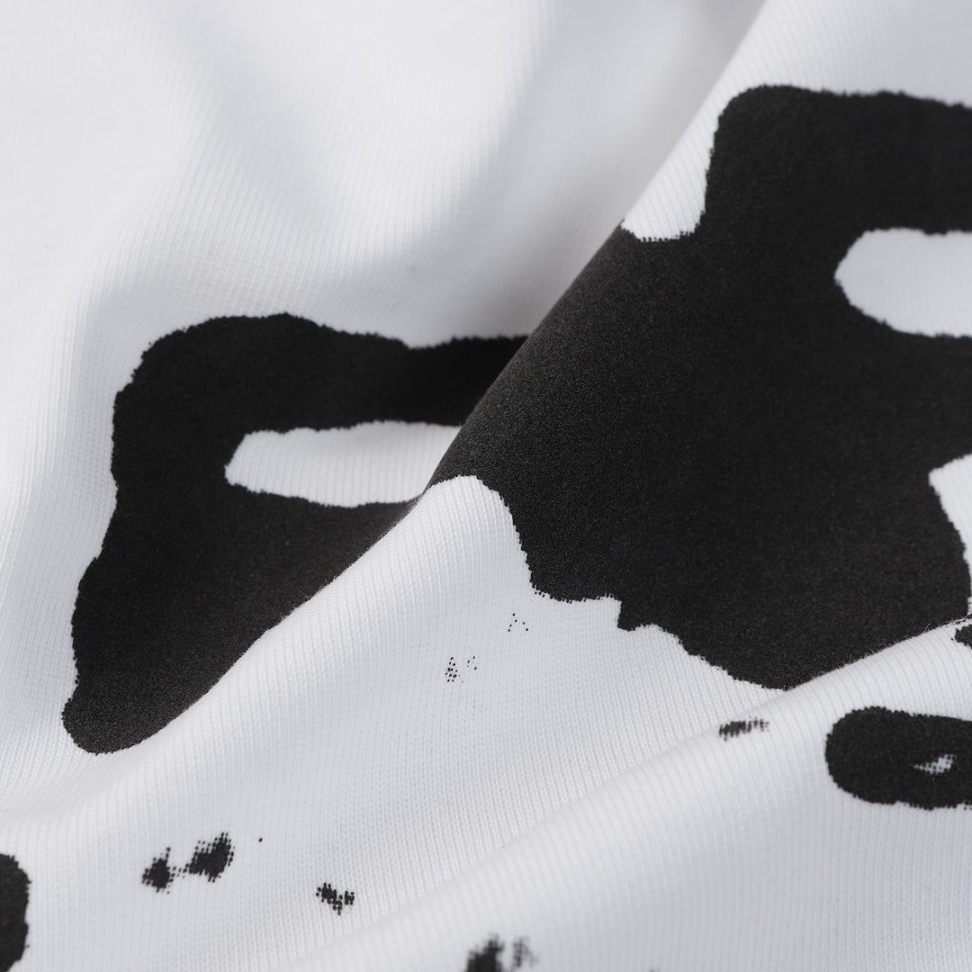 BALENCIAGA 23SS Graffiti Print Distressed T-Shirt – 350g Premium Cotton (Black/White, XS–L)