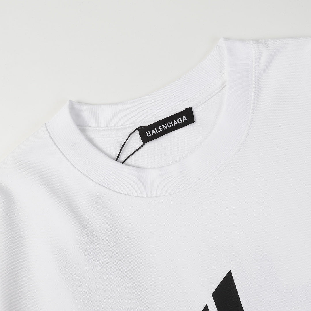 BALENCIAGA 23SS Overlapping Logo Print T-Shirt – 350g Premium Cotton (Black/White, XS–L)