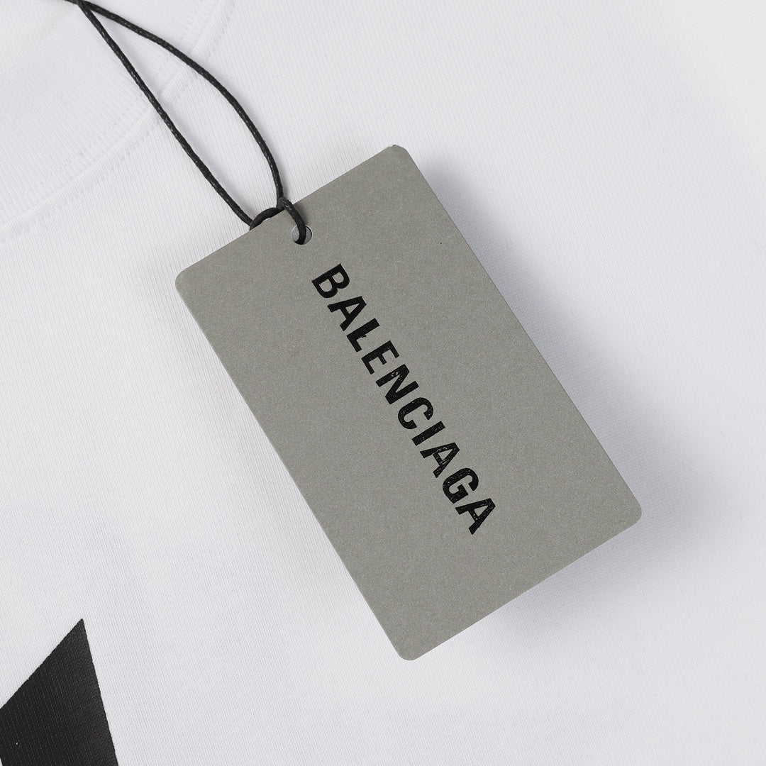 BALENCIAGA 23SS Overlapping Logo Print T-Shirt – 350g Premium Cotton (Black/White, XS–L)