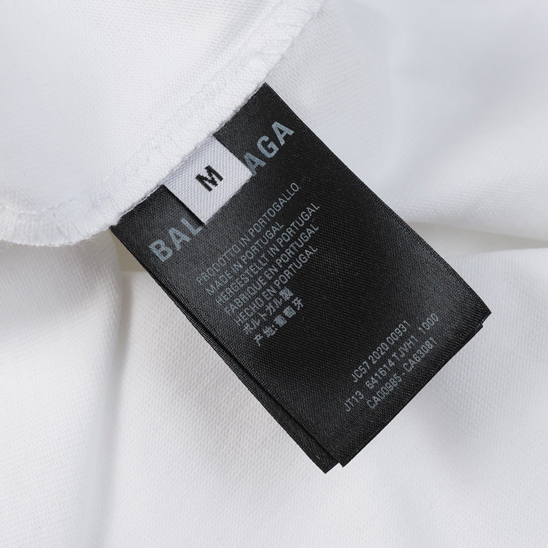 BALENCIAGA 23SS Overlapping Logo Print T-Shirt – 350g Premium Cotton (Black/White, XS–L)