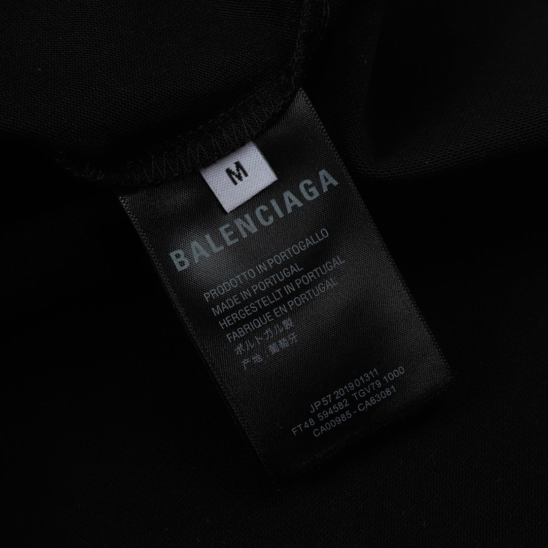 BALENCIAGA 23SS Overlapping Logo Print T-Shirt – 350g Premium Cotton | Unisex Oversized Fit (Black/White, XS–L)