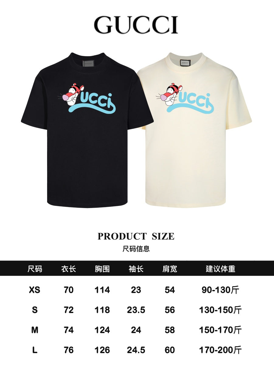 GUCCI 24SS Classic Oversized T-Shirt – Premium Cotton Crewneck | Black / Apricot (XS–L)