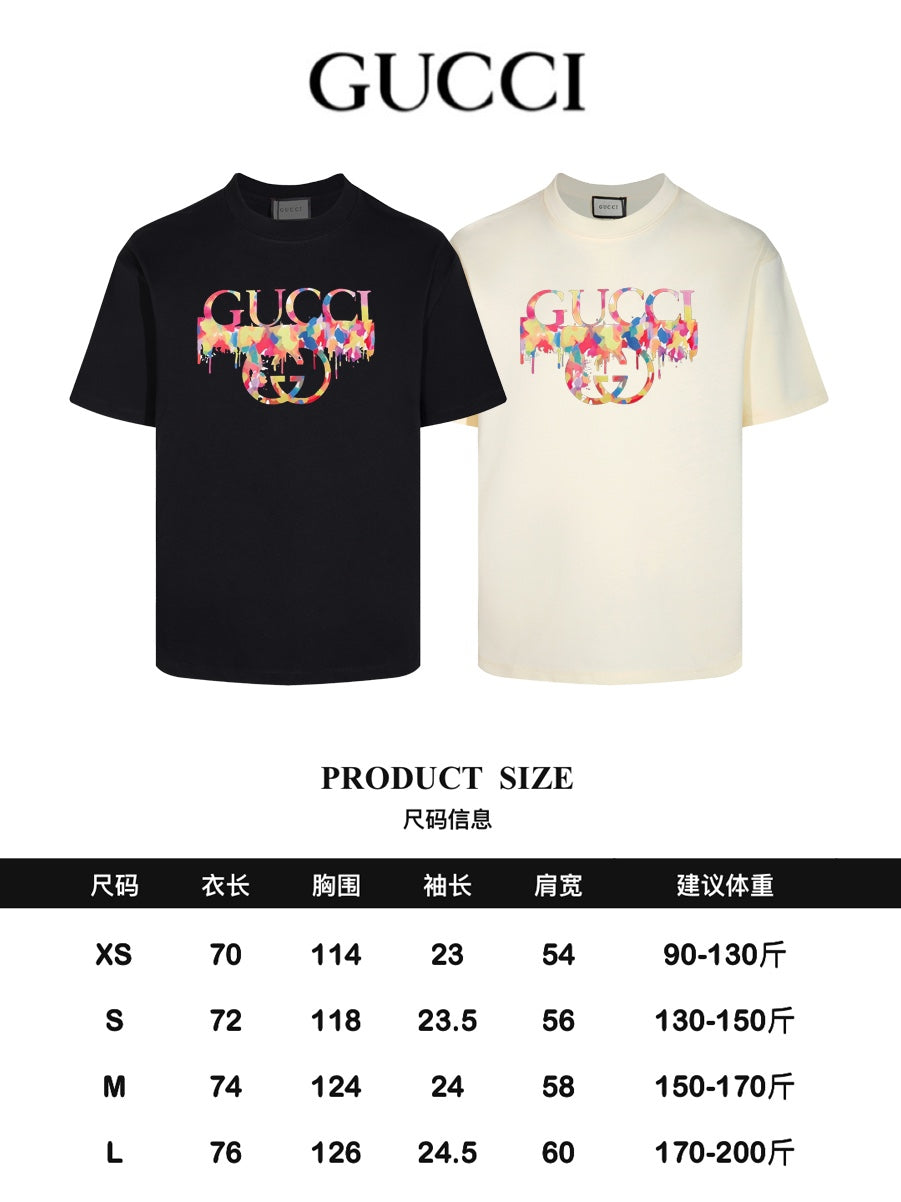 GUCCI 24SS Classic Oversized T-Shirt – Premium Double-Yarn Cotton Crewneck | Black / Apricot (XS–L)