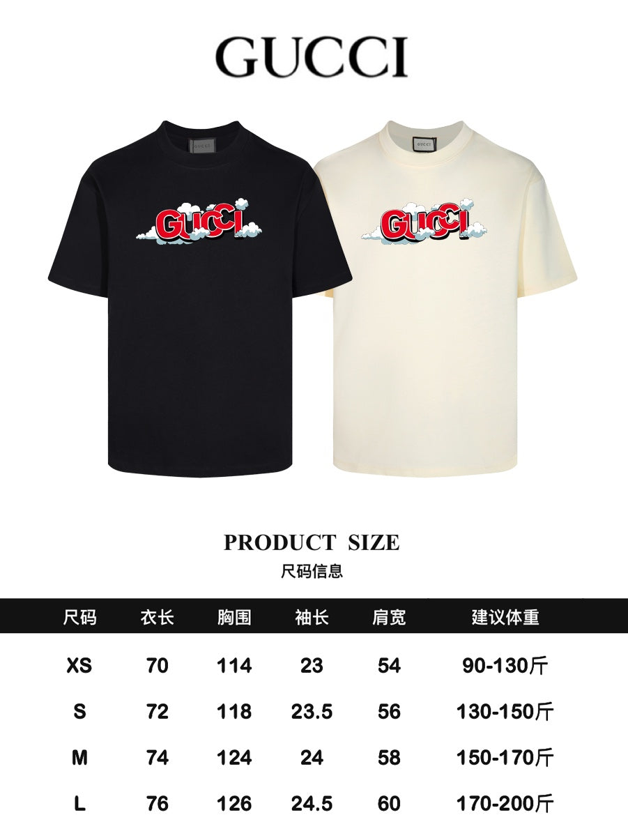 GUCCI 24SS Classic Oversized T-Shirt – Premium Double-Yarn Cotton Crewneck | Black / Apricot (XS–L)