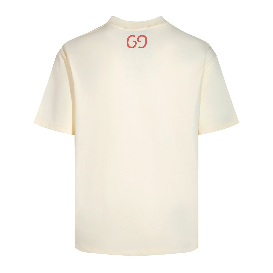 GUCCI 24SS Classic Oversized T-Shirt – Premium Double-Yarn Cotton | Black / Apricot (XS–L)