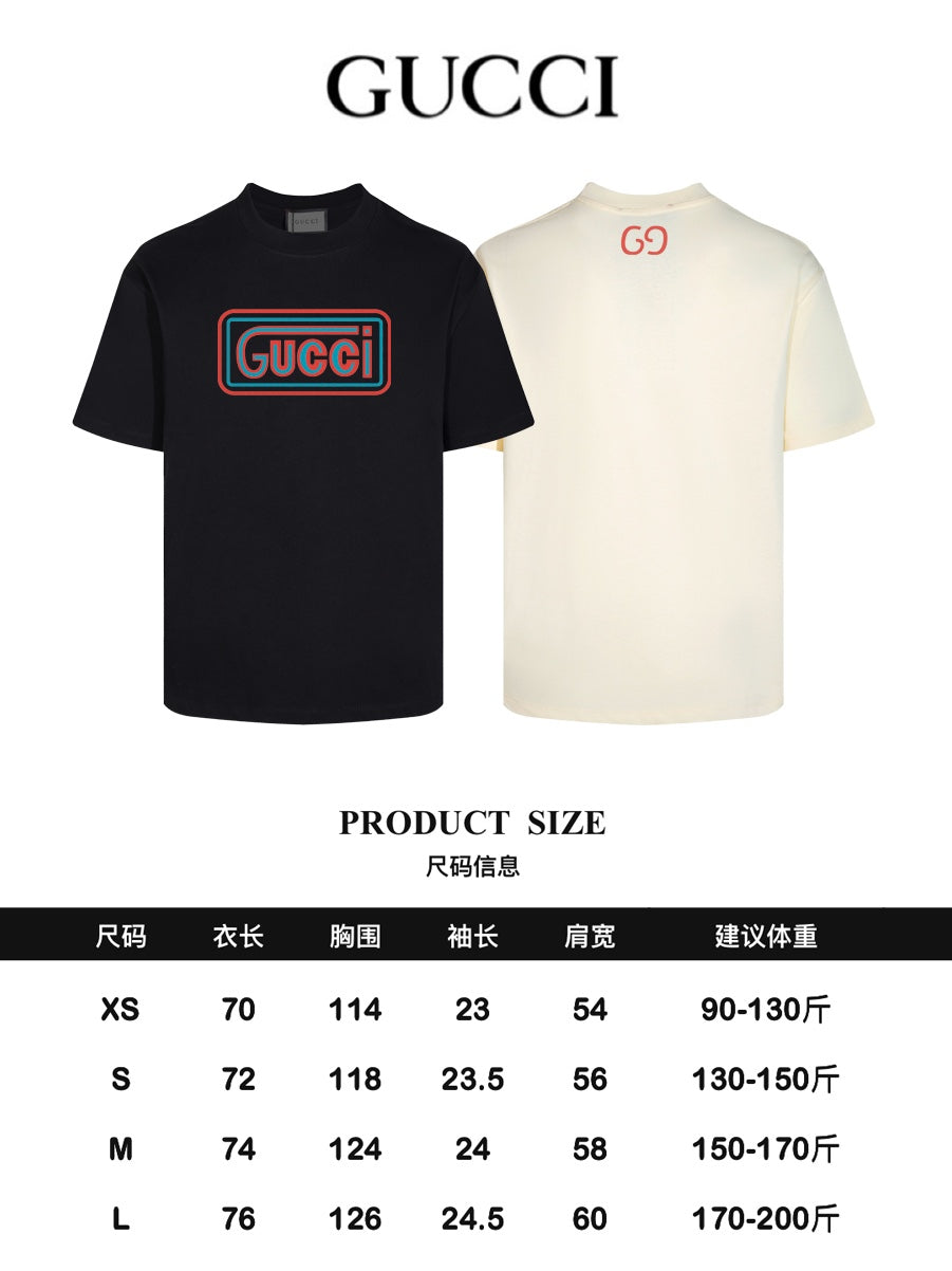 GUCCI 24SS Classic Oversized T-Shirt – Premium Double-Yarn Cotton | Black / Apricot (XS–L)