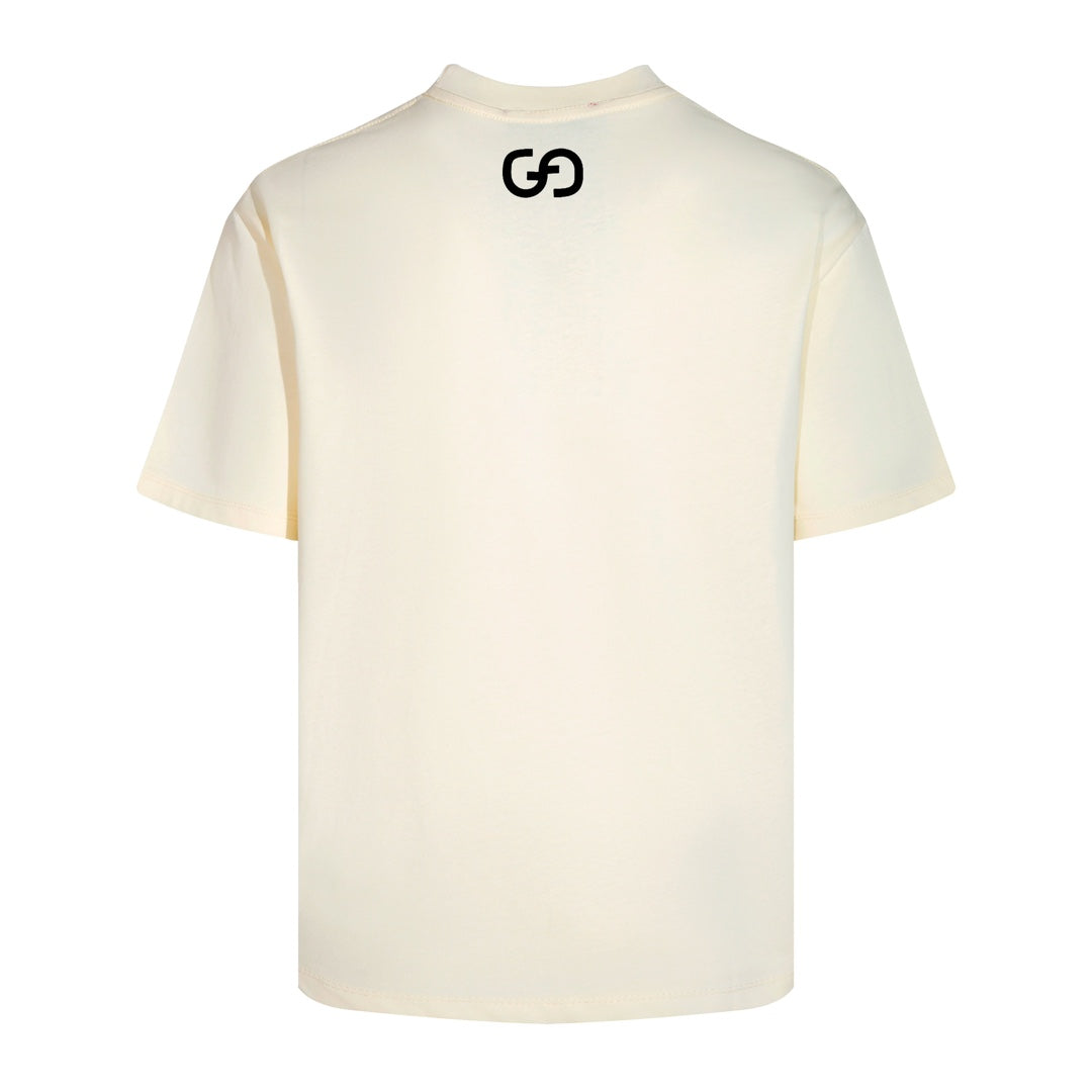 GUCCI 24SS Classic Oversized T-Shirt – Premium Double-Yarn Cotton | Black / Apricot (XS–L)