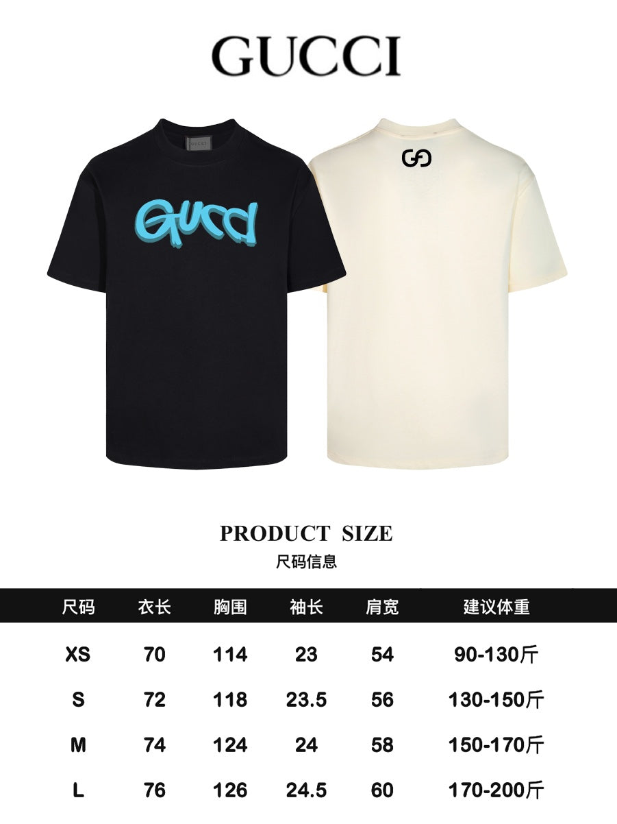 GUCCI 24SS Classic Oversized T-Shirt – Premium Double-Yarn Cotton | Black / Apricot (XS–L)