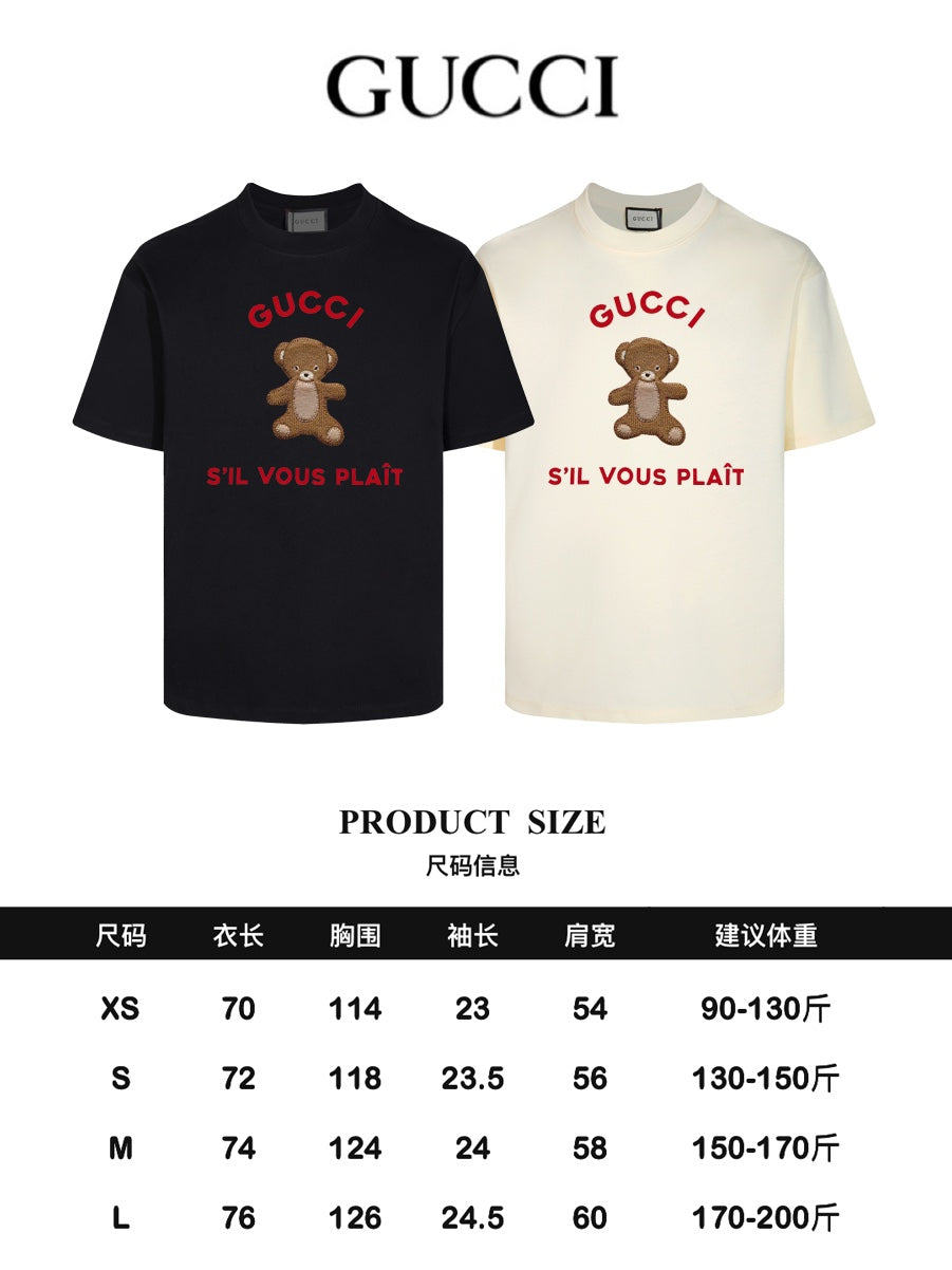 GUCCI 24SS Classic Oversized T-Shirt – Premium Cotton | Black / Apricot (XS–L)