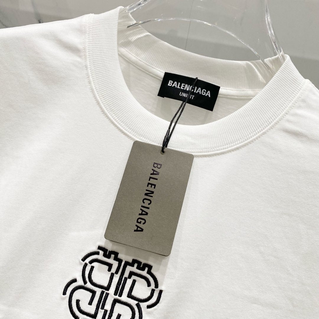 BALENCIAGA 320g Oversized Cotton T-Shirt with Dislocated Embroidered BB Logo – Unisex (S–XL)