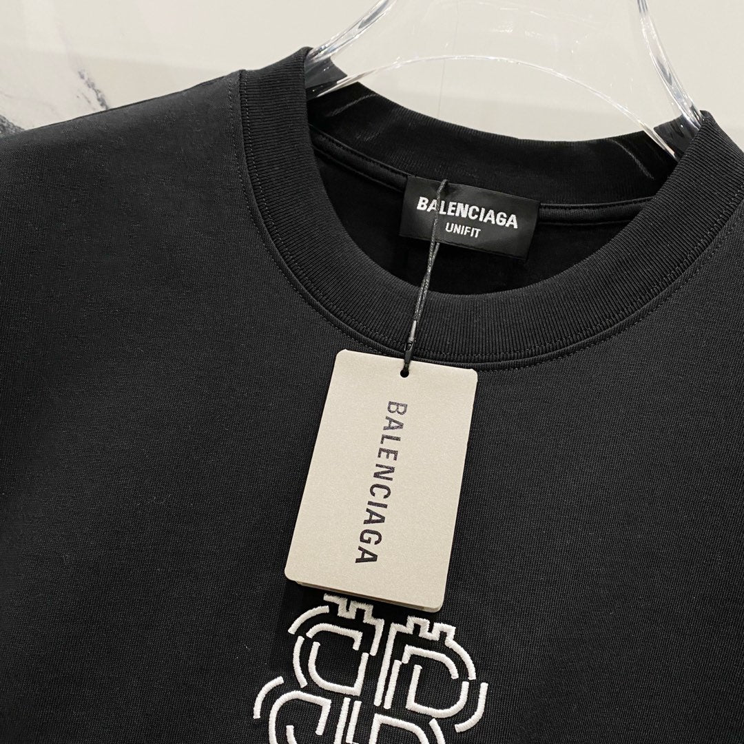 BALENCIAGA 320g Oversized Cotton T-Shirt with Dislocated Embroidered BB Logo – Unisex (S–XL)
