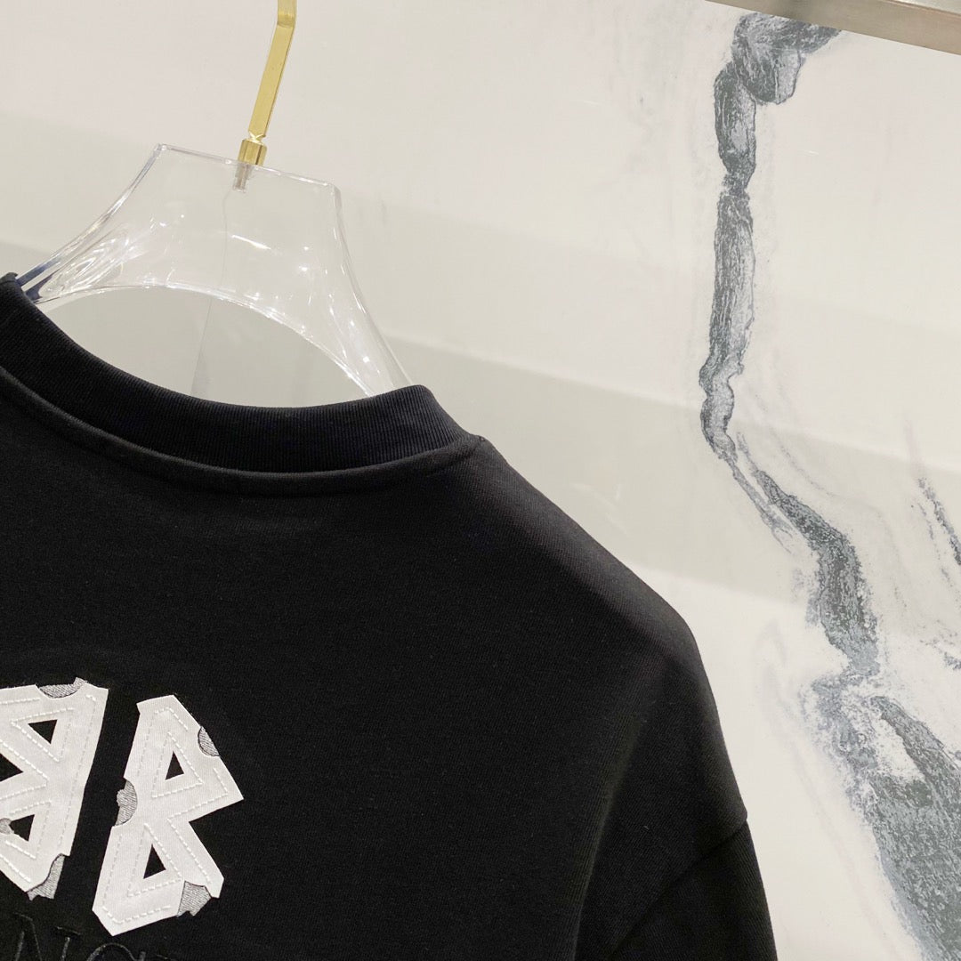 BALENCIAGA 320g Oversized Cotton T-Shirt with Appliqué Contrast Embroidered BB Logo – Unisex (S–XL)
