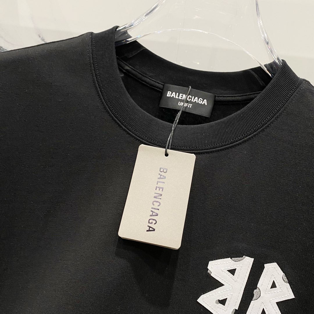BALENCIAGA 320g Oversized Cotton T-Shirt with Appliqué Contrast Embroidered BB Logo – Unisex (S–XL)