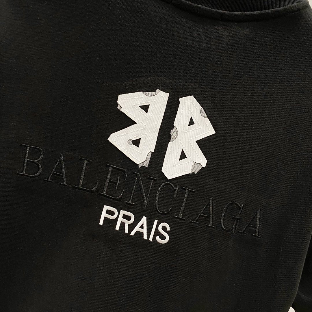 BALENCIAGA 320g Oversized Cotton T-Shirt with Appliqué Contrast Embroidered BB Logo – Unisex (S–XL)