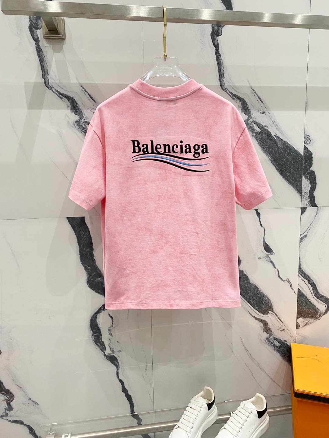 BALENCIAGA 320g Oversized Cotton T-Shirt with Wave-Inspired Coca-Cola Style Logo Embroidery – Unisex (S–XL)